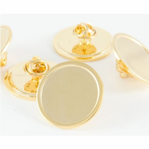 Superior Badge Blank round 25mm gold clutch and clear dome